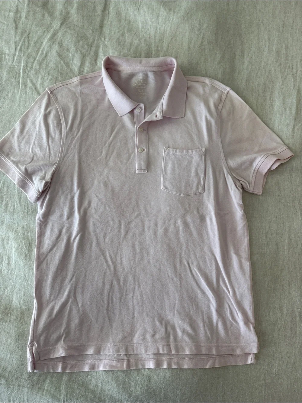 J. Crew Men's Pocket Polo in Pale Pink
